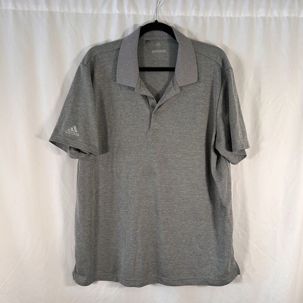 ADIDAS Golf Polo Shirt Men's Xl Grey Short Sleeve 1/4 Button Collared